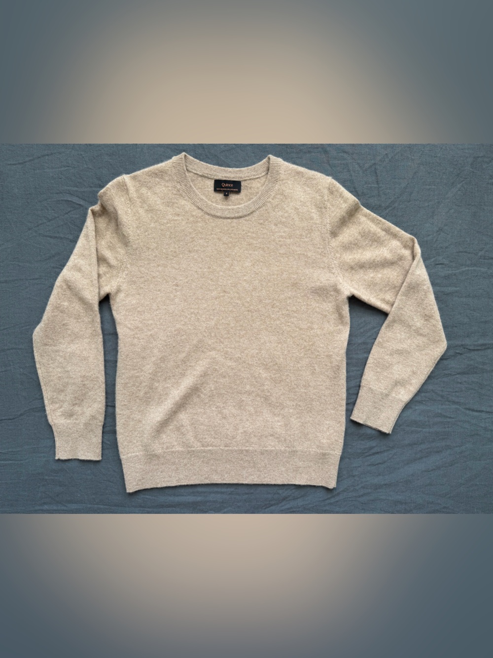 Quince Beige Crewneck Cashmere-Blend Sweater